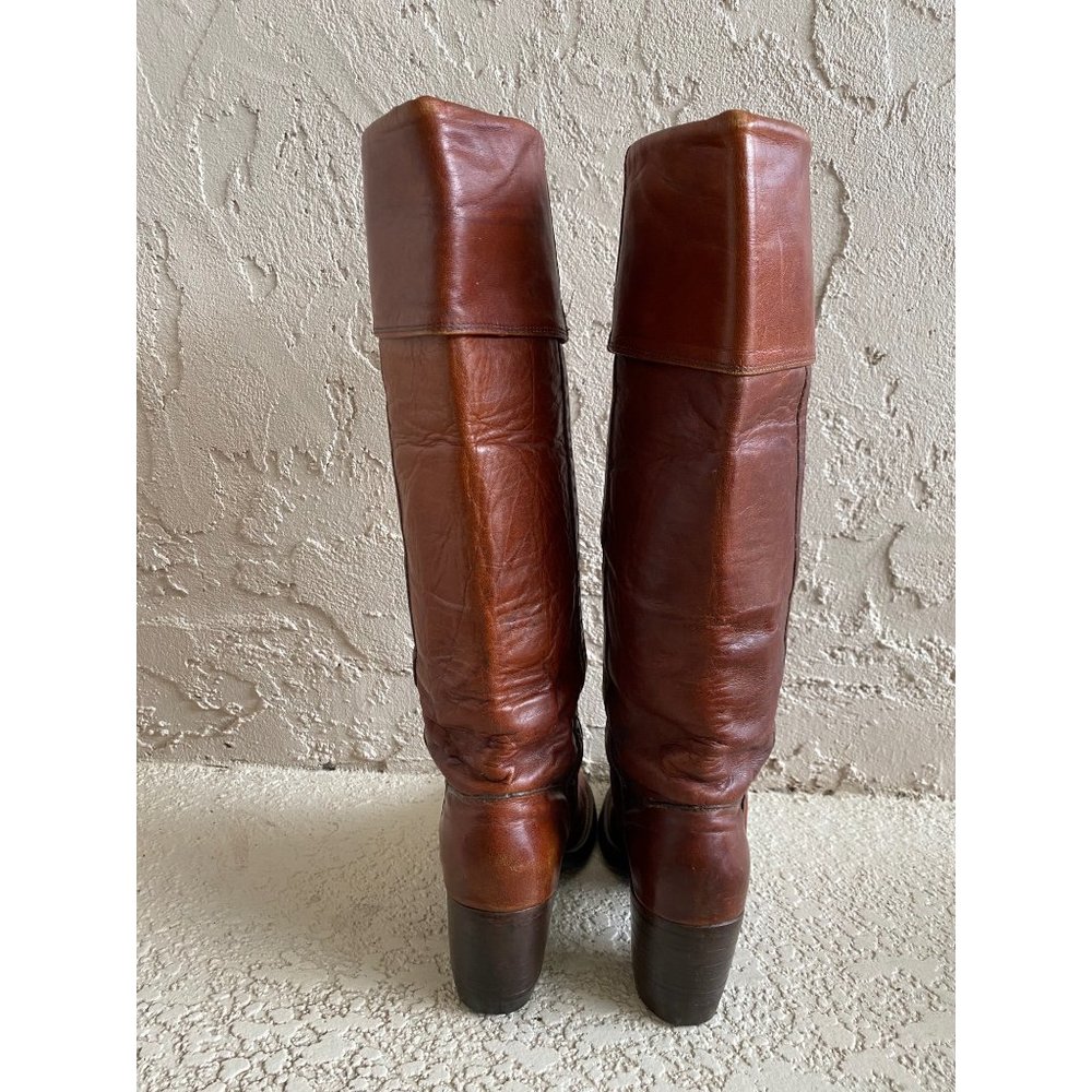 FRYE Authentic Vintage Black Label Tall Knee High Cuff Boots, Size 6.5 - Picture 5 of 12